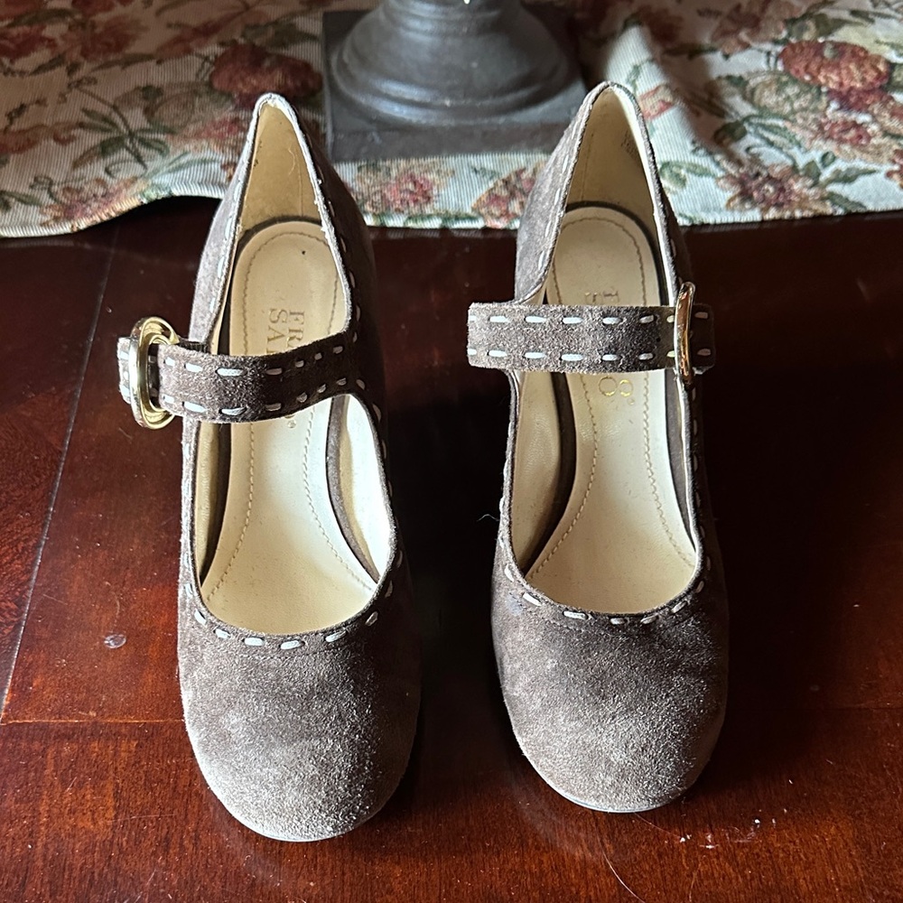 Franco Sarto Brown Suede Mary Jane Heels